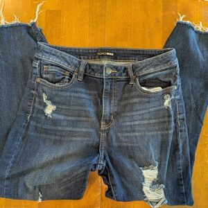 Fashion Nova Distressed Skinny Jeans Size 13 Dark Wash Ripped Stretch High Rise